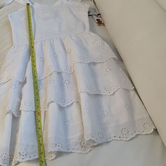 NWT Sincerely Jules Cotton White Tiered Eyelet Mini Sundress Size L - Picture 6 of 9
